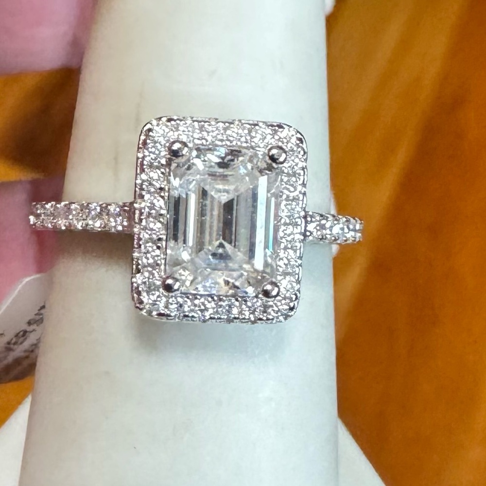 925 2.4 TCW Moissanite Halo Engagement Ring